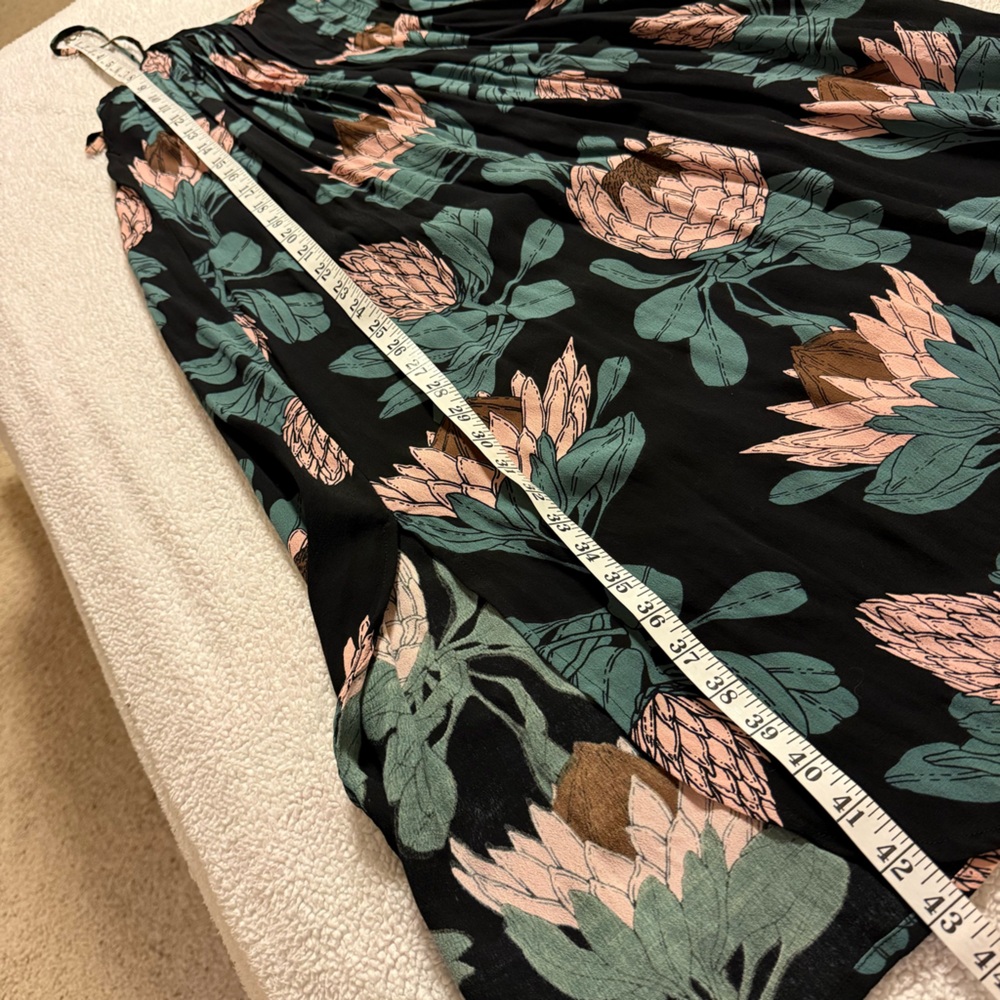 Floral Black Maxi Dress with Pink & Teal Blooms - Picture 8 of 13